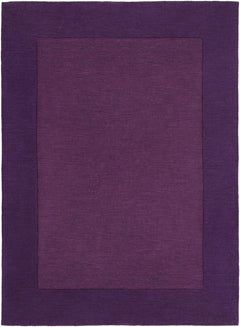 Bordered Solid Plum Purple Wool Rug - Ornate Home
