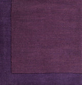 Bordered Solid Plum Purple Wool Rug - Ornate Home