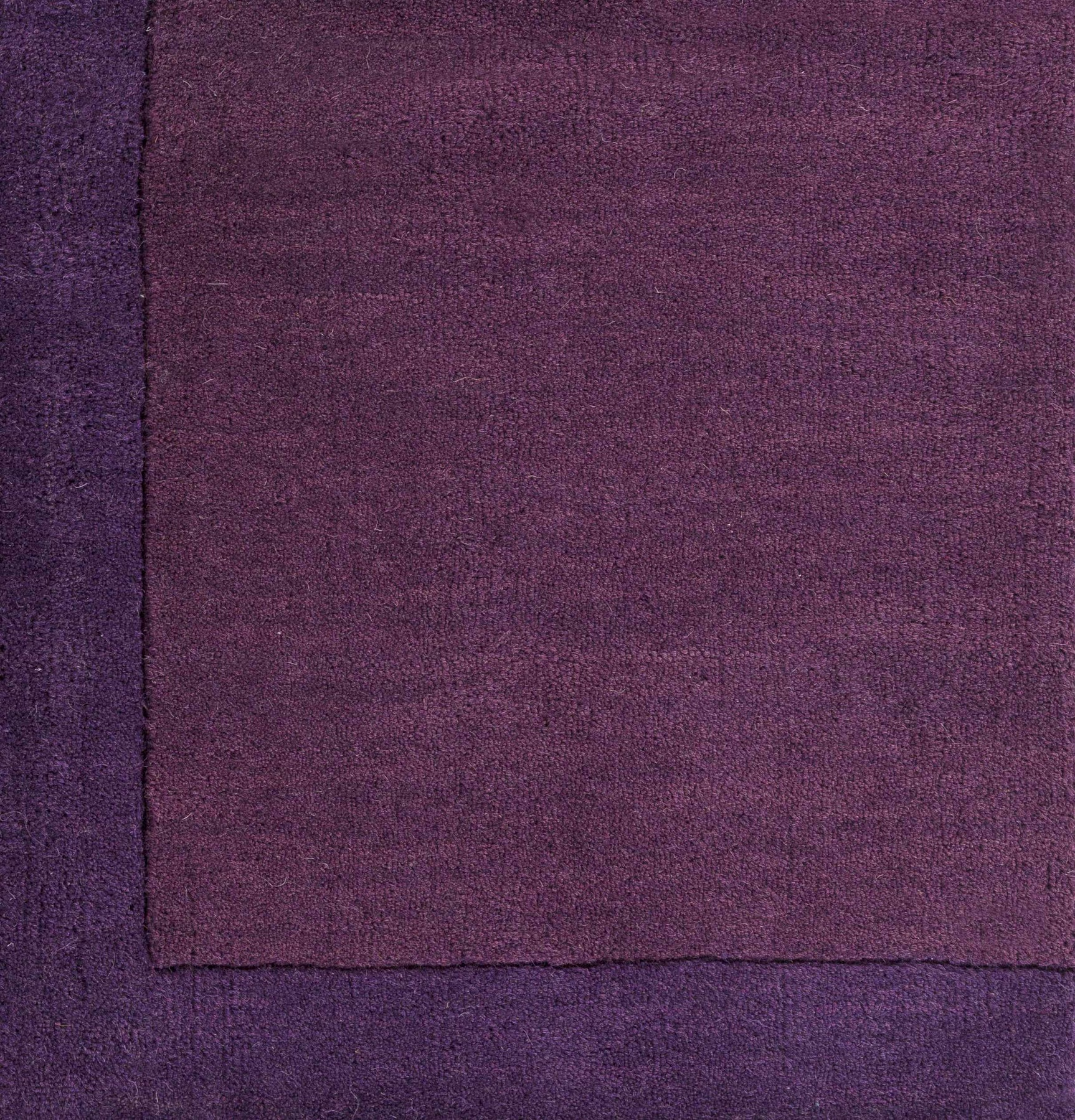 Bordered Solid Plum Purple Wool Rug - Ornate Home