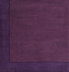 Bordered Solid Plum Purple Wool Rug - Ornate Home