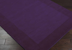 Bordered Solid Plum Purple Wool Rug - Ornate Home