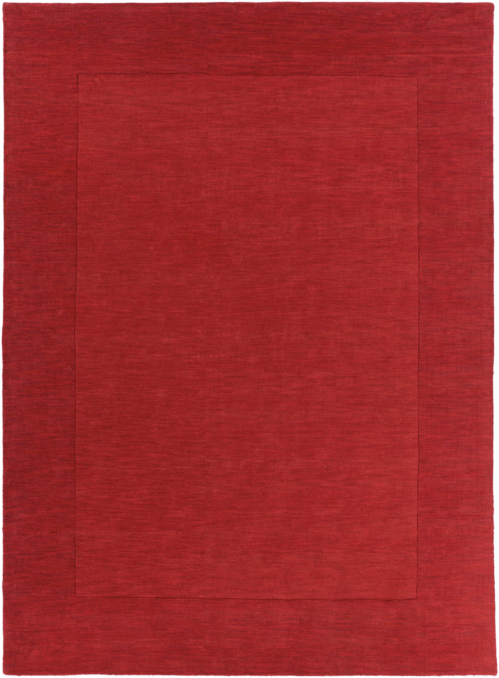 Bordered Solid Red Wool Rug - Ornate Home