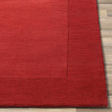 Bordered Solid Red Wool Rug - Ornate Home