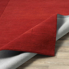 Bordered Solid Red Wool Rug - Ornate Home