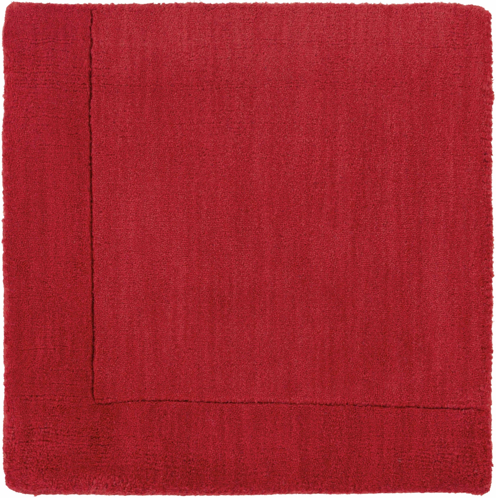 Bordered Solid Red Wool Rug - Ornate Home