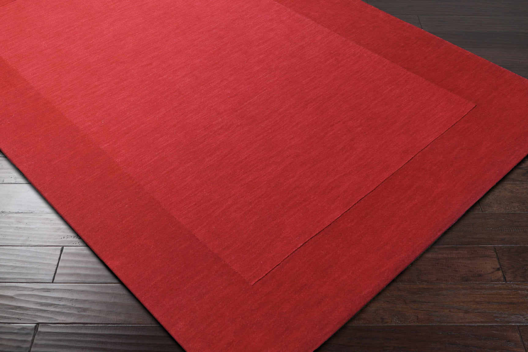 Bordered Solid Red Wool Rug - Ornate Home