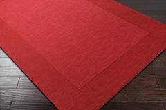 Bordered Solid Red Wool Rug - Ornate Home