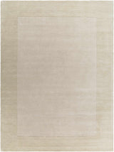 Bordered Solid Wheat Cream Wool Rug - Ornate Home