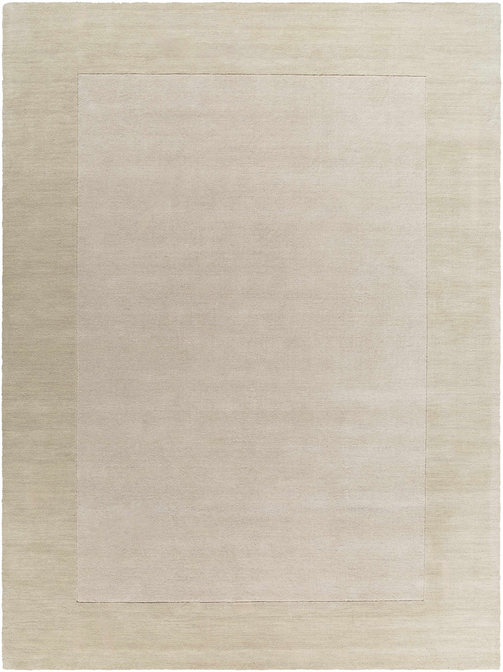 Bordered Solid Wheat Cream Wool Rug - Ornate Home