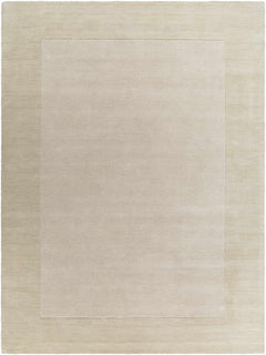Bordered Solid Wheat Cream Wool Rug - Ornate Home