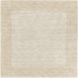 Bordered Solid Wheat Cream Wool Rug - Ornate Home