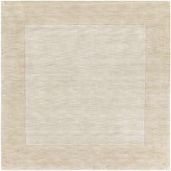 Bordered Solid Wheat Cream Wool Rug - Ornate Home