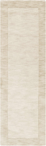 Bordered Solid Wheat Cream Wool Rug - Ornate Home