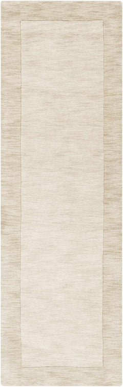 Bordered Solid Wheat Cream Wool Rug - Ornate Home
