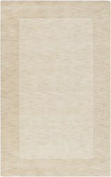 Bordered Solid Wheat Cream Wool Rug - Ornate Home