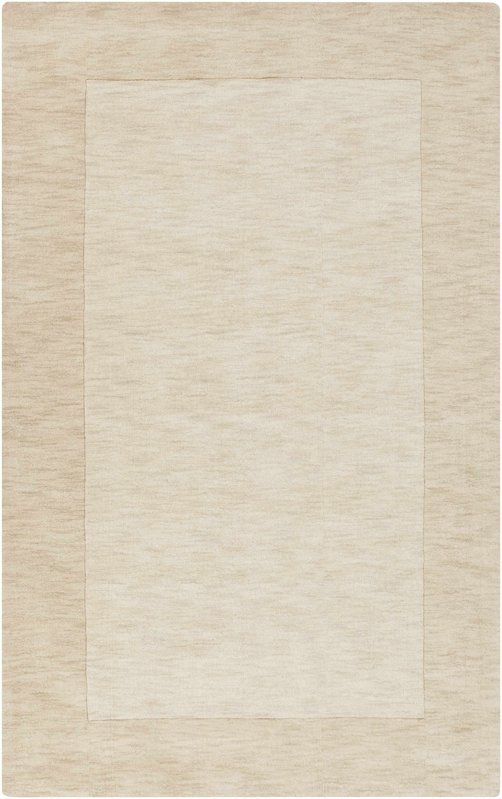 Bordered Solid Wheat Cream Wool Rug - Ornate Home