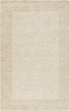 Bordered Solid Wheat Cream Wool Rug - Ornate Home