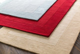 Bordered Solid Wheat Cream Wool Rug - Ornate Home