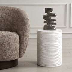 Borderline White Drum Table - Ornate Home