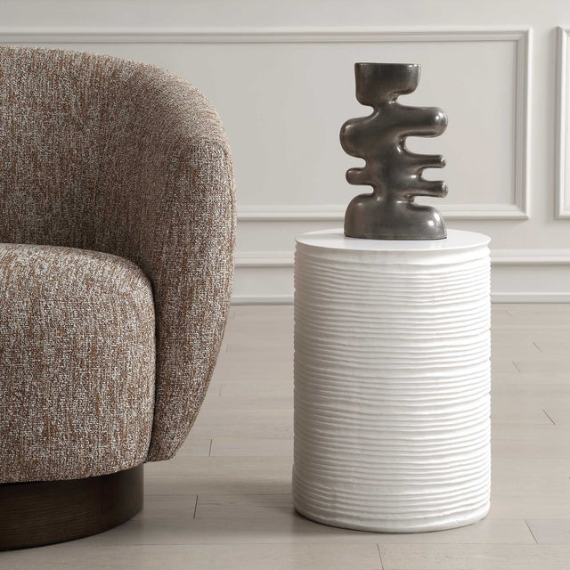 Borderline White Drum Table - Ornate Home
