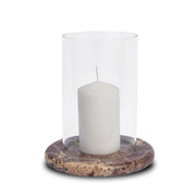 Bordo Red Marble with Glass Hurricane Candle Holder - Ornate Home