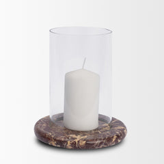 Bordo Red Marble with Glass Hurricane Candle Holder