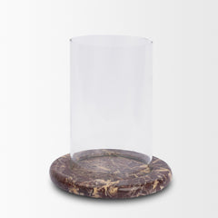 Bordo Red Marble with Glass Hurricane Candle Holder