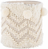 Bordon Ivory Textured Pom-Pom Stool - Clearance - Ornate Home