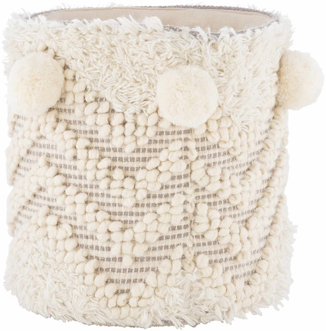 Bordon Ivory Textured Pom-Pom Stool - Clearance - Ornate Home