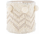 Bordon Ivory Textured Pom-Pom Stool - Ornate Home