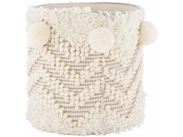 Bordon Ivory Textured Pom-Pom Stool - Ornate Home