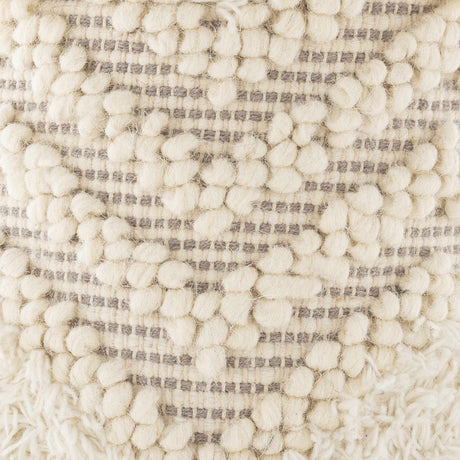 Bordon Ivory Textured Pom-Pom Stool - Ornate Home