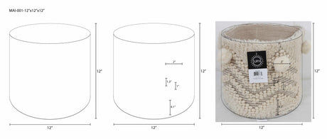 Bordon Ivory Textured Pom-Pom Stool - Ornate Home