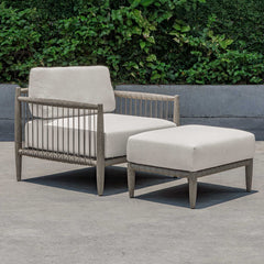 Borneo White Cushion Outdoor Ottoman - Ornate Home