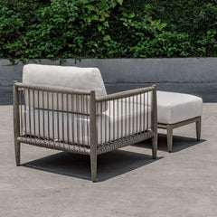 Borneo White Cushion Outdoor Ottoman - Ornate Home