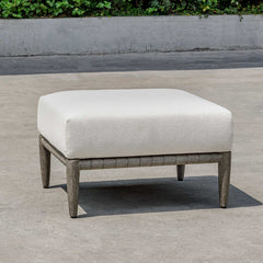 Borneo White Cushion Outdoor Ottoman - Ornate Home