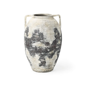 Boscia Black/White Stout Double Ear Floor Vase - Ornate Home
