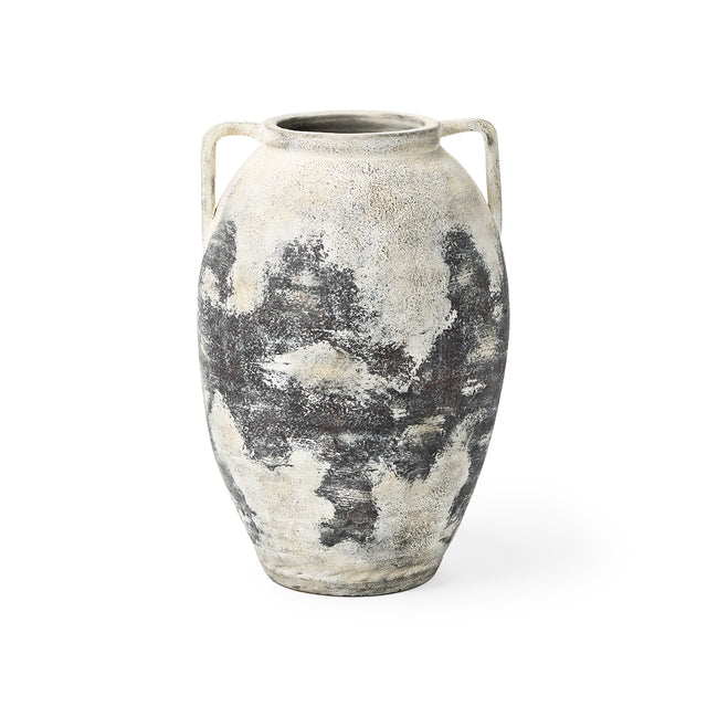 Boscia Black/White Stout Double Ear Floor Vase - Ornate Home