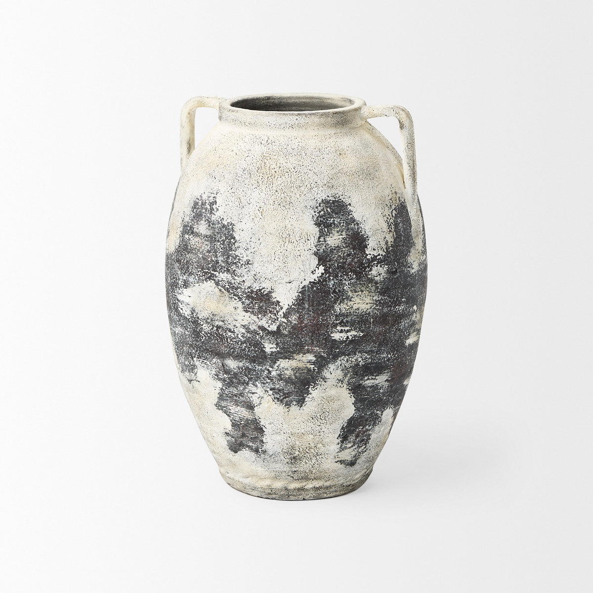 Boscia Black/White Stout Double Ear Floor Vase - Ornate Home