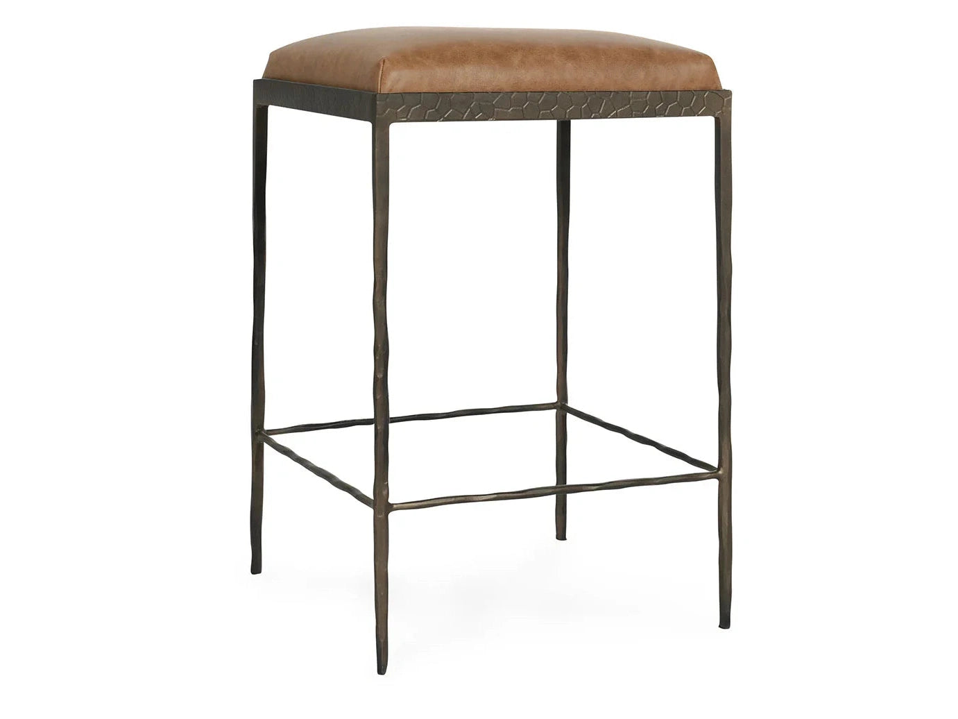 Bose Chestnut Brown Leather Counter Stool - Ornate Home