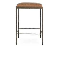 Bose Chestnut Brown Leather Counter Stool - Ornate Home