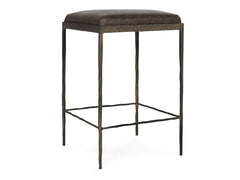 Bose Cocoa Brown Leather Counter Stool - Ornate Home