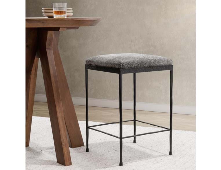 Bose Hide Gray/Black Counter Stool (Set of 2) - Ornate Home