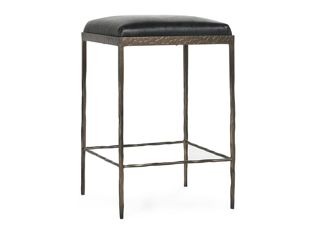 Bose Onyx Black Leather  Counter Stool - Ornate Home
