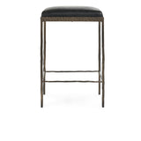 Bose Onyx Black Leather  Counter Stool - Ornate Home
