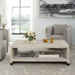 Bosk White Washed Coffee Table - Ornate Home