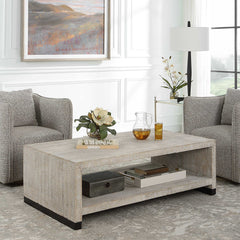 Bosk White Washed Coffee Table - Ornate Home