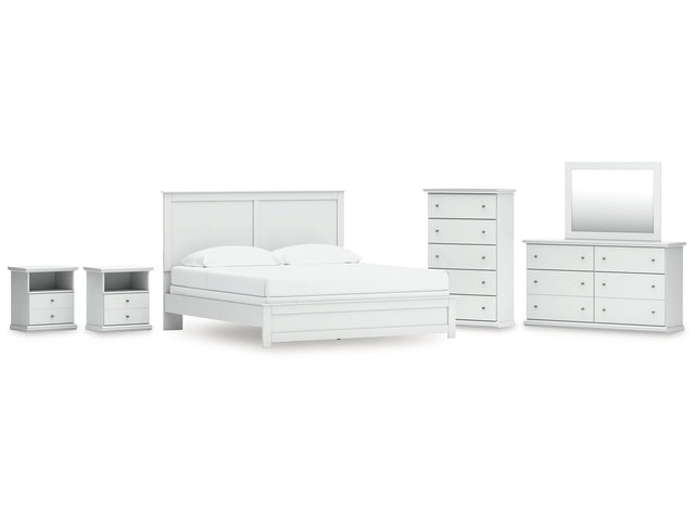 Bostwick Shoals King Panel Bed, Dresser, Mirror, Chest and 2 Nightstands - Ornate Home
