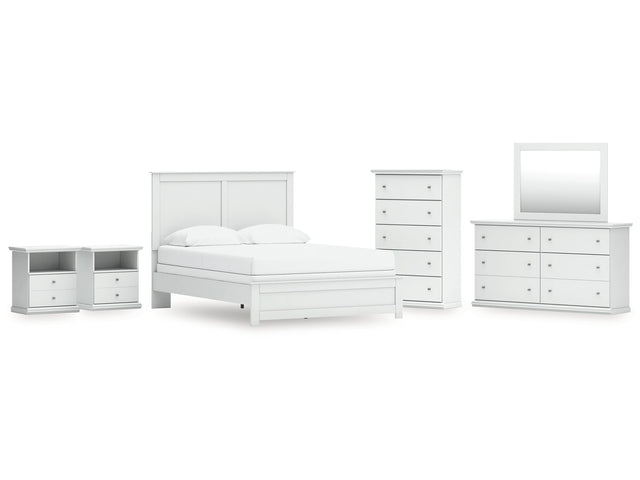 Bostwick Shoals Queen Panel Bed with Mirrored Dresser, Chest and 2 Nightstands - Ornate Home