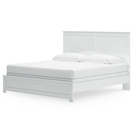 Bostwick Shoals White King Panel Bed, Dresser, Mirror, Chest and 2 Nightstands - Ornate Home